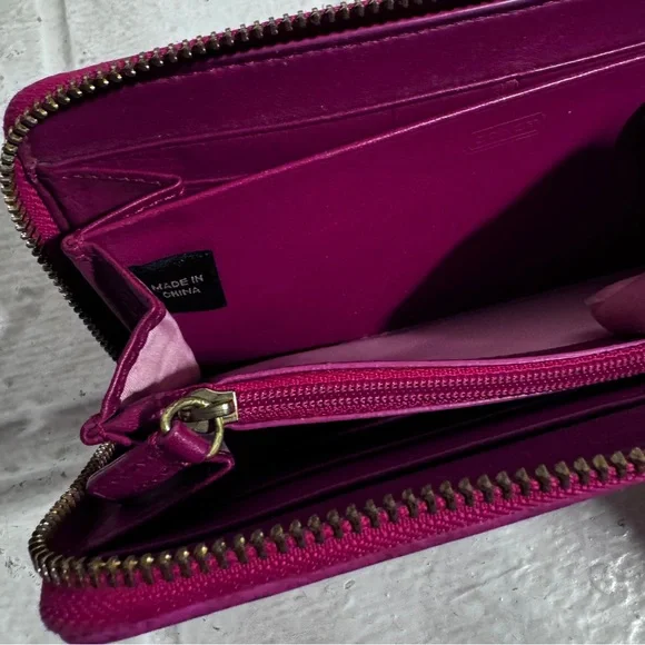 Coach Pink Signature Wallet with Zip-Around Closure - Picture 6 of 12